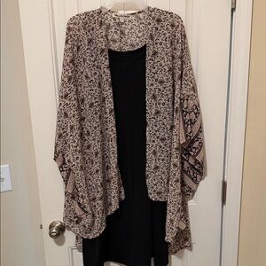 Wildflower Black Dress with Floral Kimono Size 2x